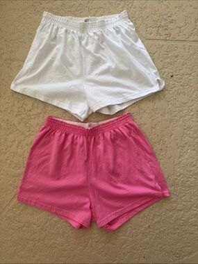 Soffe Athletic Shorts - White and Pink Lightweight Pull-On